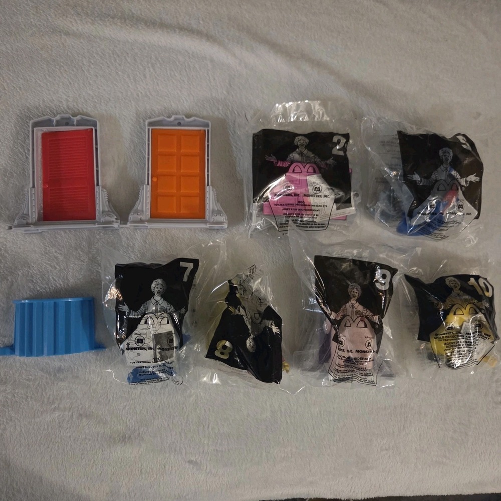 Vintage 2001 Disney Pixar Monsters Inc McDonalds Toys Accessories Lot Of 9